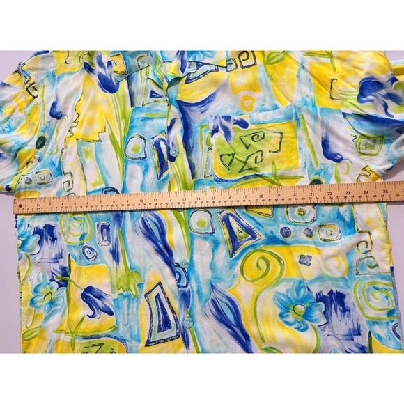VTG L'Homme Loop Collar Shirt Rayon Abstract Water Color Print Button Up Large - Picture 12 of 15